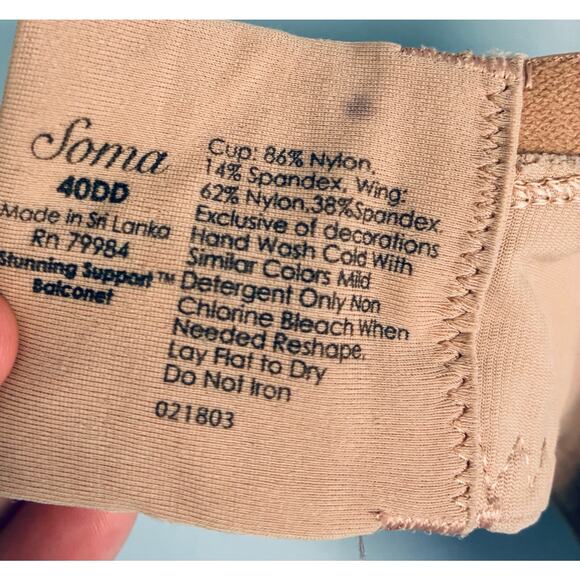 Soma Beige Lace Bra 40DD - Picture 7 of 7
